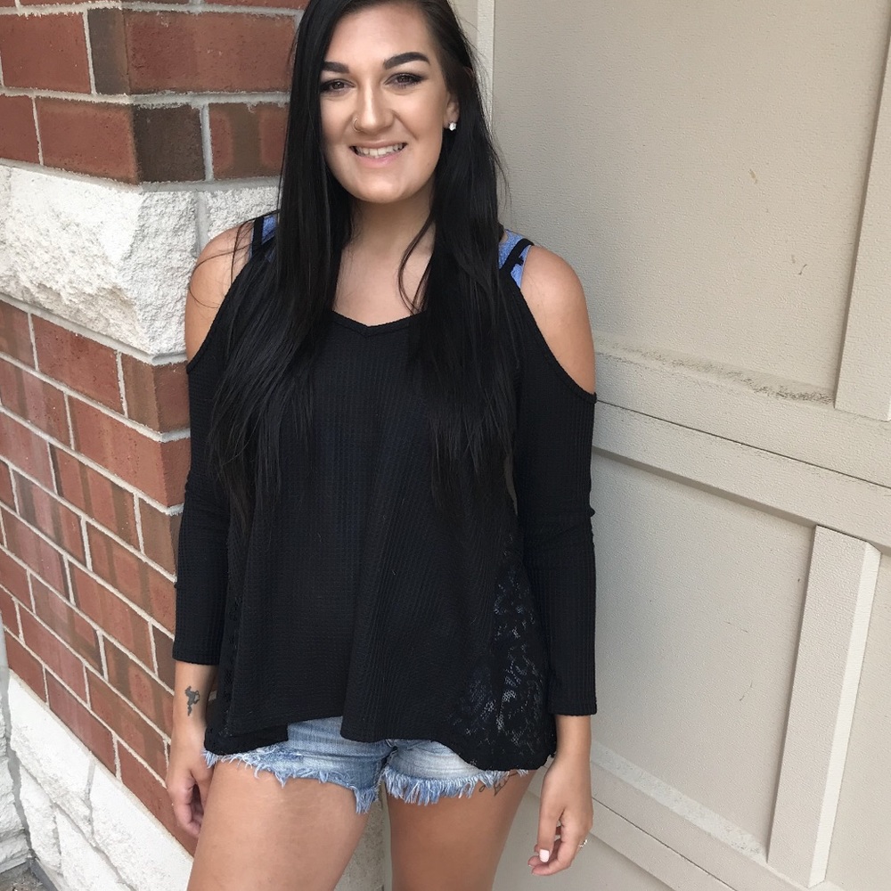 Cold Shoulder Lace Sweater